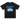 A black tee with 'Backstreet Boys' scrawled across in blue font. With band members in miniature cartoon format below in blue and white.